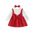 thumbnail image 1 of CIYCuIT Toddler Baby Girl Casual Princess Dress Long Sleeve Big Bowknot Patchwork A-line Dress with Headband Infant Sweet Daily Clothes 3M 6M 9M 12M 18M 24M 3T, 1 of 9