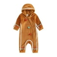 thumbnail image 1 of CIYCuIT Toddler Baby Girls Boys Christmas Hooded Jumpsuit Fuzzy Long Sleeve Ball Decor Hood Footless Rompers Infant Cute Casual Outfit 0-3 Years, 1 of 9