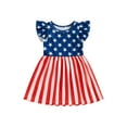 thumbnail image 1 of CIYCuIT Toddler Little Girls Independence Day Dress Stars Stripe Print Flying Sleeve A-line Dress Kids Cute Casual Summer Dress for 4th of July 6 Months-6 Years, 1 of 9
