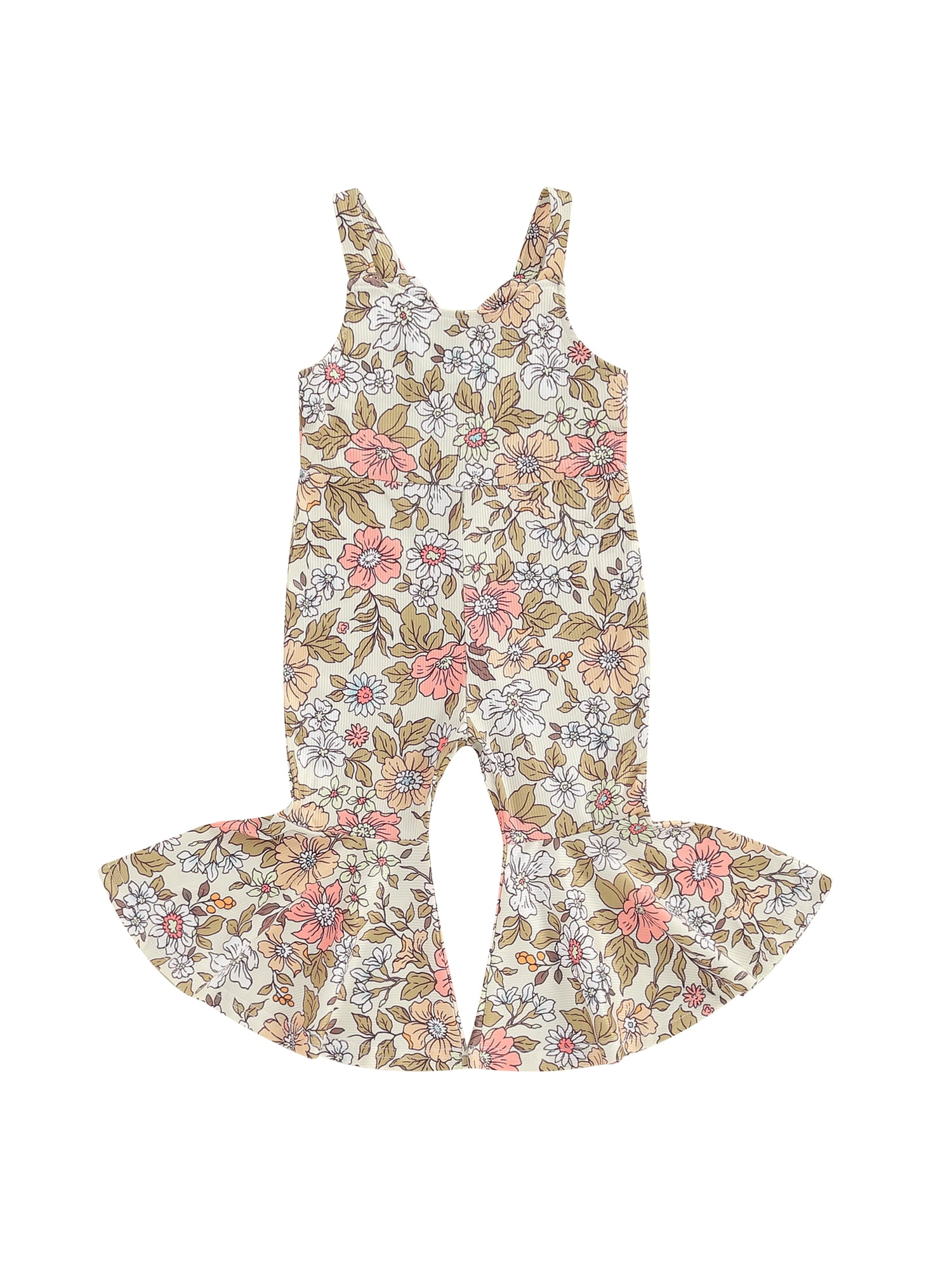 Babyhug Single Jersey Knit Sleeveless Jumpsuit With Floral & Butterfly Print - White main image 1