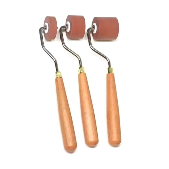 CIYISON 1/3Pcs Brayer Rollers for Crafting, Wood Handle Rubber Rollers for Printmaking