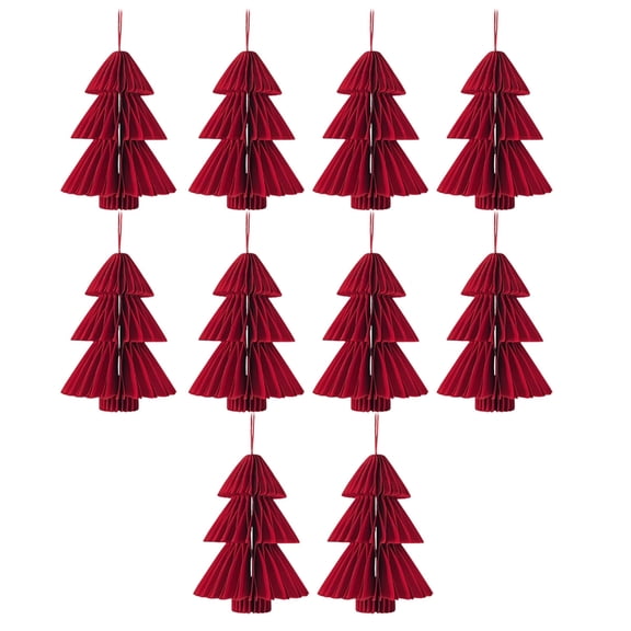 CIYISON 10Pcs Holiday Honeycomb Hangings for Christmas Tree Recyclable Paper Decoration Handmade Party Hanging Ornament