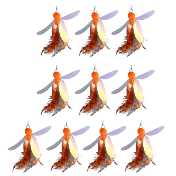 CIYISON 10Pcs/Set Interesting Teaser Cats Toy Cats Fishing Rod Attachments Fish Feather
