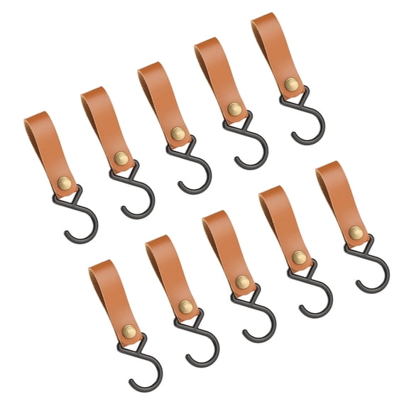 CIYISON 10pcs S Shaped Hooks with PU Strap for Various Uses Metal Camping Hooks