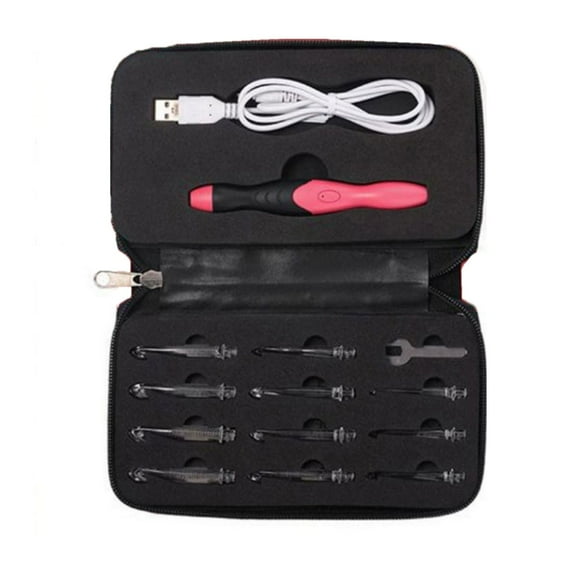 CIYISON 11 Pcs Lighted Knitting Needle Light Up Crochet Hook Set Digital Crochet Needle