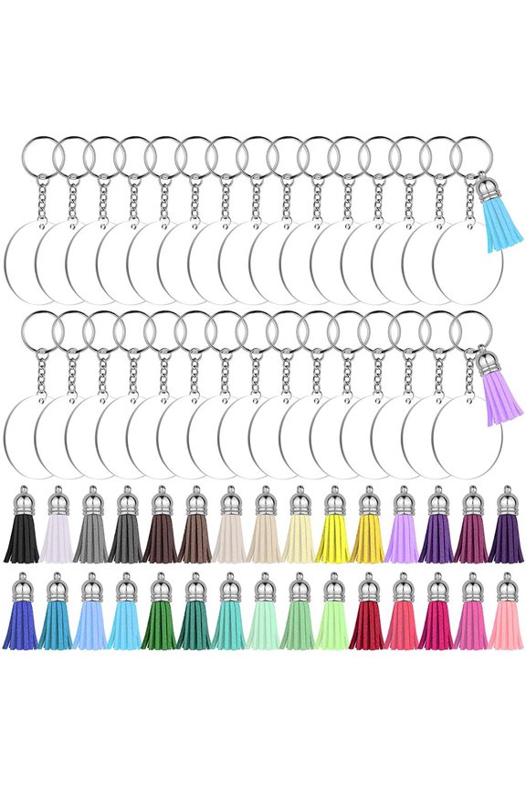 120Pcs Transparent Acrylic Ornament BlanksAcrylic Keychain Blanks with for Key R