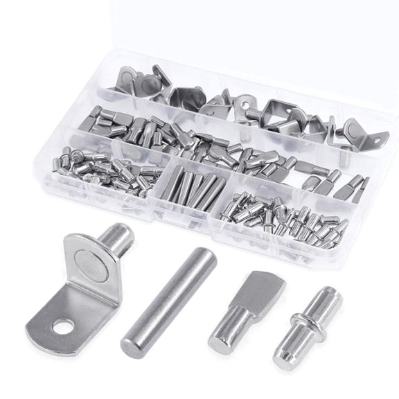 CIYISON 120pcs Multiple Type Shelf Pegs with Storage Box for Cabinets & Display Shelving