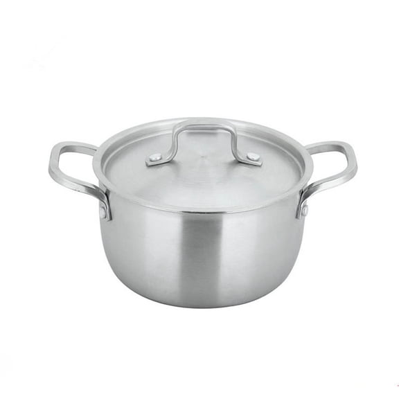 CIYISON 14/16cm 304 Stainless Steel Stock Pod with Lid Cover 3-Ply Clad Base Brushed Double Ears No Coating Soup Pot Kitchen Cookware Dishwasher Safe
