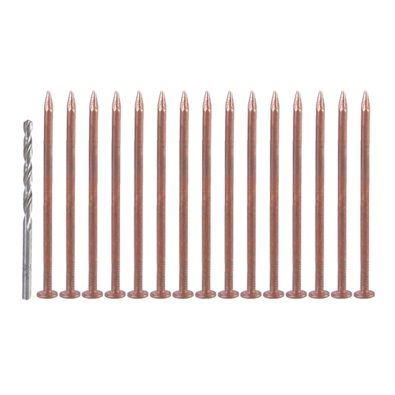 CIYISON 15Pcs Copper Nails Tree Stump Killers Stump Removal Spikes with 1 Drill Bit Nails for Slating Roofing Easy to Use