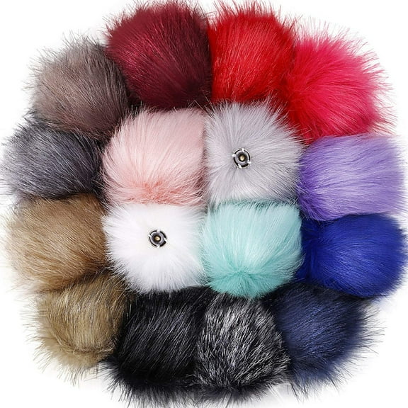 CIYISON 16 Pcs/Pack Soft Faux Fox Fur Pom Poms Balls Multicolor Artificial Fur Balls