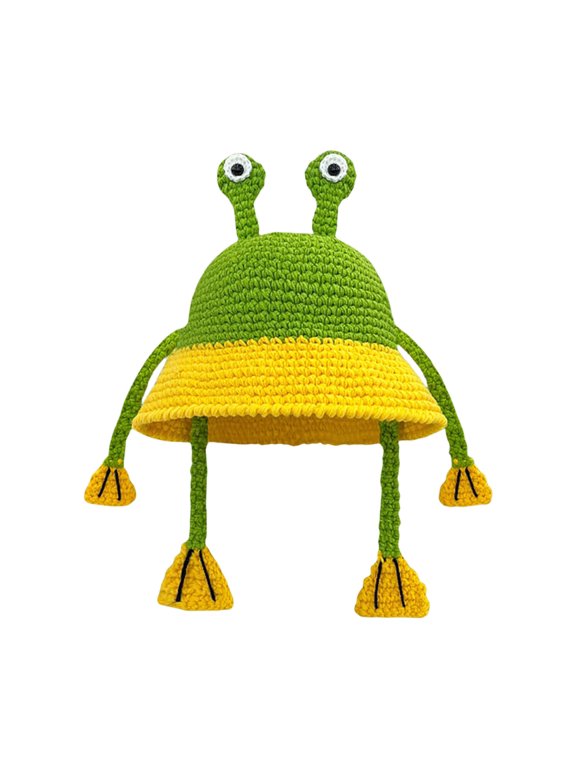 1Pc Kids Frogs Hat Fisherman Hat with Handwoven Frogs for Vacations Photo Props Headpiece Handmade Hat Headgear