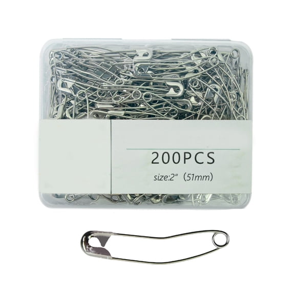 CIYISON 200Pcs Metal Curved Safety Pin for Sewing and Crafting 38MM or 51MM Curved Basting Pin Rust Resistant Steel Quilting Pin