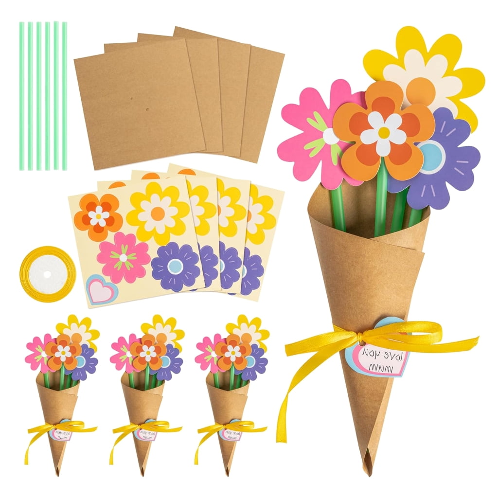 CIYISON 24pcs Mothers Day Flower Bouquets Craft Kits for Kids Christmas ...