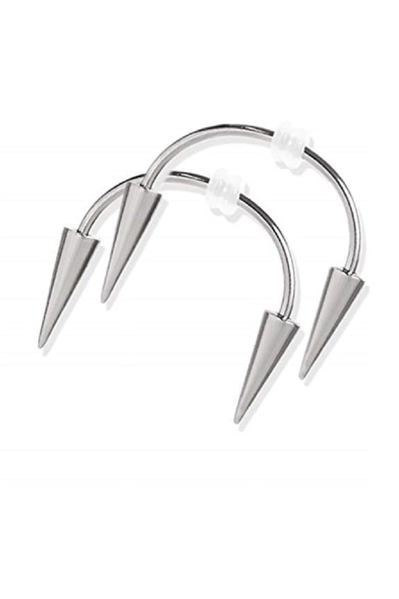 2x Spike Lips Hoop Rings Surgical-Steel Spiked Studs for Vampire Teeth Spike 16g Helix Body Piercing Jewelry Gift for Un
