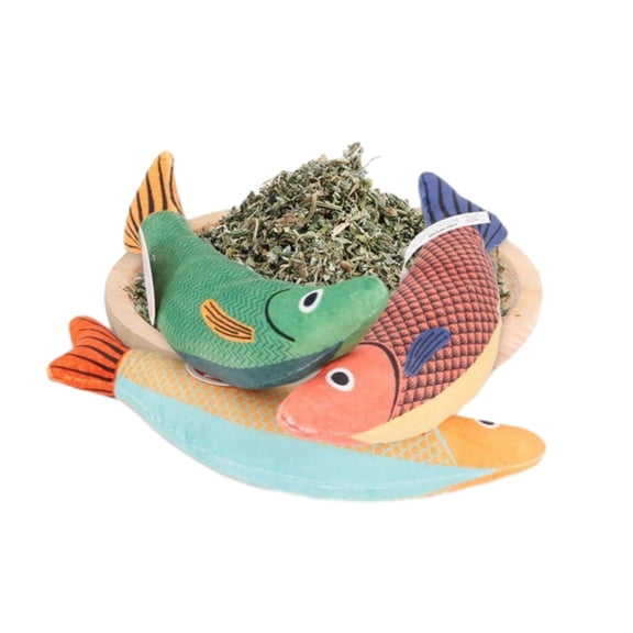 CIYISON 3 Pcs Cat Fish Plush Cat Toy Kitten Toy with Sound for Cat Teething Chewing