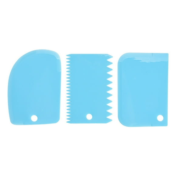 CIYISON 3 Pieces Blue Plastic Cake Smoother Scraper Large Cake Comb for Icing Frosting