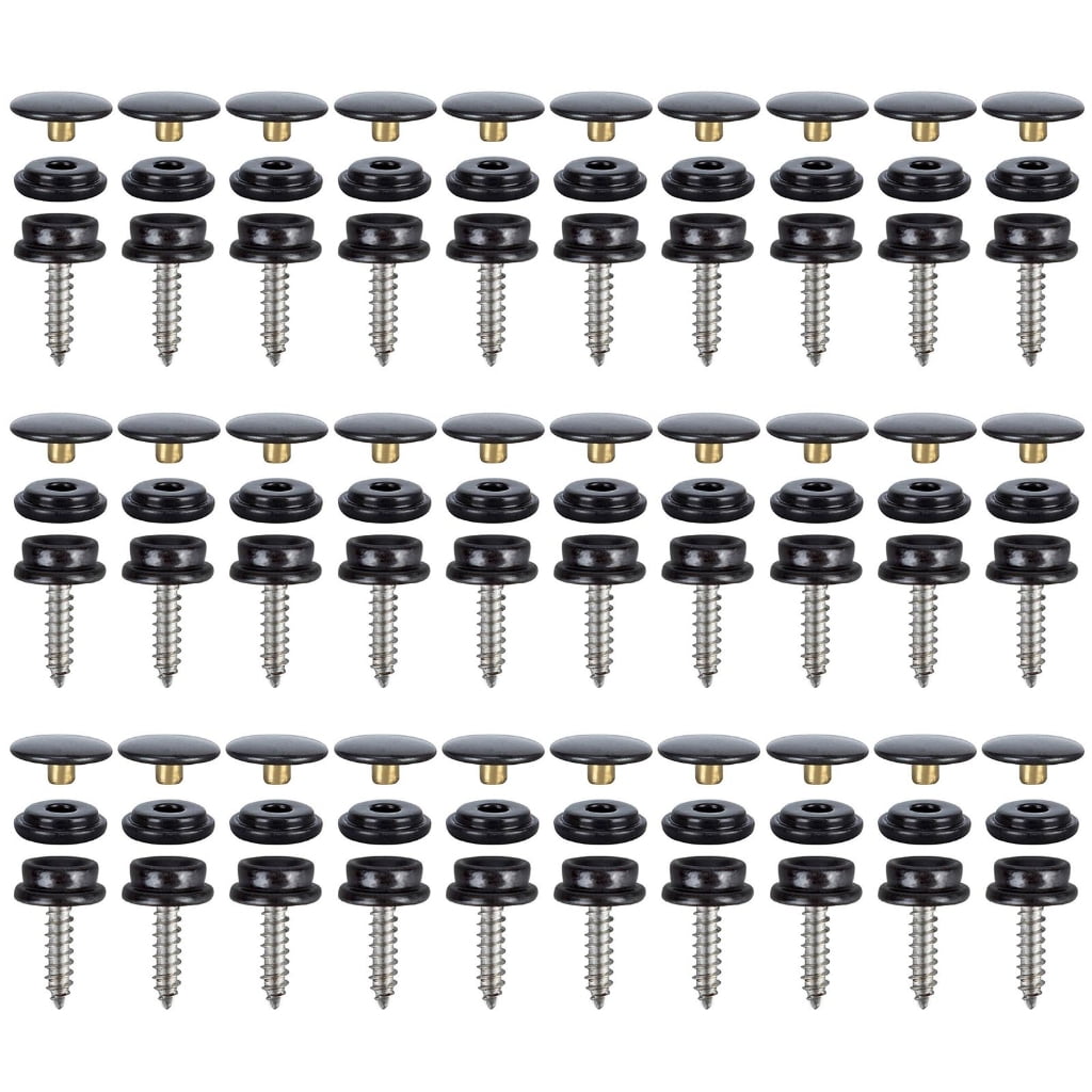 CIYISON 30 Sets 15mm Screw Press Studs 3 Part Stainless Steel Snap Fastener for Fabric