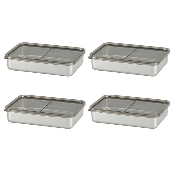 CIYISON 304Stainless Steel Lunch Meat Box with Clear Lid Kitchen Organizers Snacks Container Food Storage Box for Kitchen Use