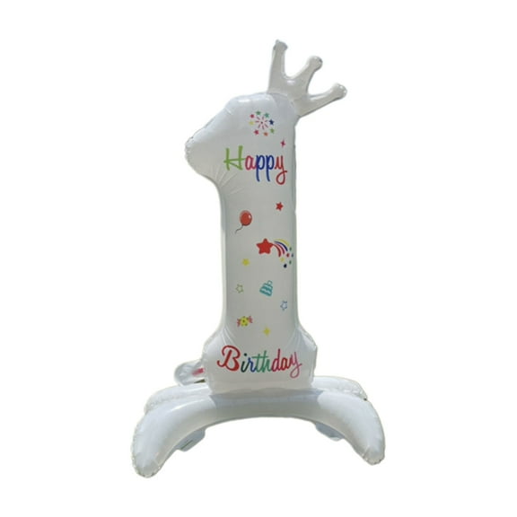 CIYISON 32 Inch Birthday Party Digital-Balloon Standing Crown Digital Small Fresh-Aluminum Film Balloon Gradient Column Balloon