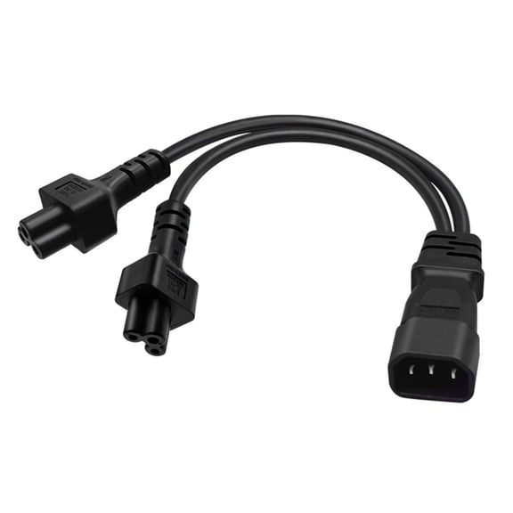 CIYISON 32cm IEC320 C14 to IEC320 C5+IEC320 C5 AC-Power Extension Cable Adapter Cord