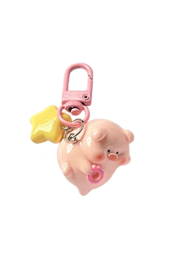 3D Pink Pig Keychain Pendant Cute Cartoon Resin Charm Key Rings Personalized Hangings Keychain for Girls and Students