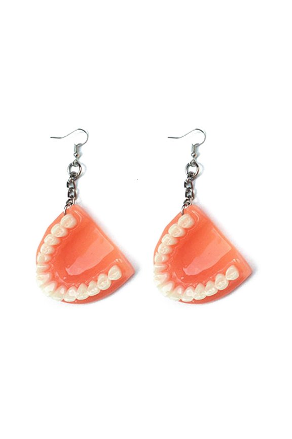 3D Tooth Model Hook Earrings False Teeth Drop Earrings Women Jewelry Gift