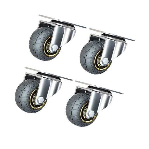 CIYISON 4Pcs 3inch Universals Soft Rubber Wheel Heavy Duty Furniture Wheel Castor for Platform Trolley Chair Accessories