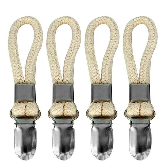 CIYISON 4Pcs Braided Cotton Loop Towel Clips Clothes Pegs Clamp Storage Holder
