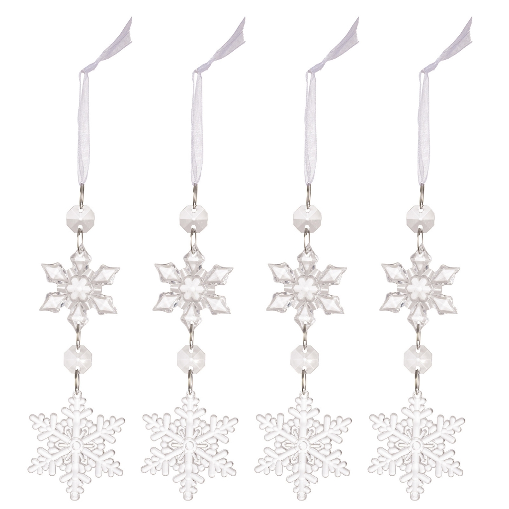 CIYISON 4Pcs Snowflake Christmas Tree Decorations Elegant Designs ...