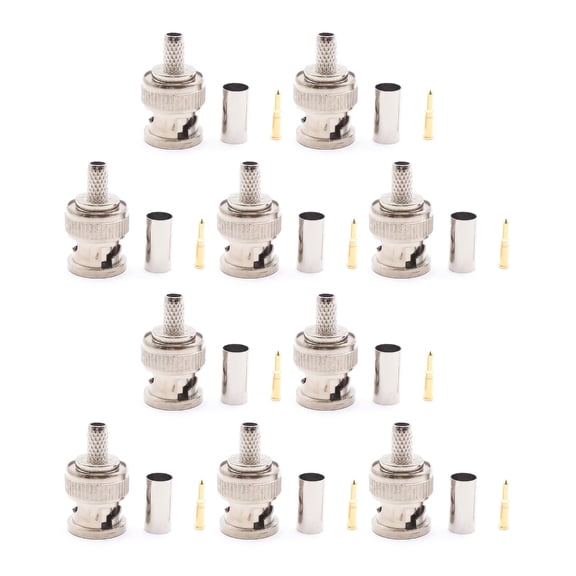 CIYISON 5 Pack/10 Pack 50Ohm Connector BNC Male Crimp Connector BNC Type Solder Converter for RG58 RG59 Low Loss Coax Cable
