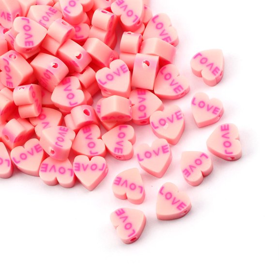 CIYISON 50/100Pieces 10mm Heart Clay Beads Spacer Beads Charm Letter Clay Spacer Beads Heart Shape Beads For Women