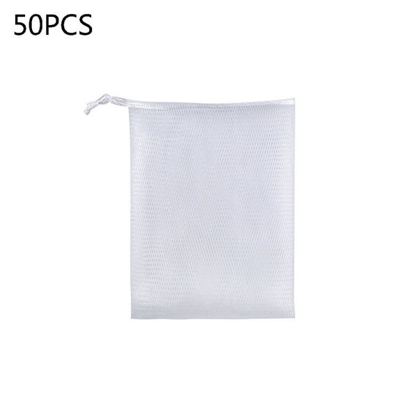 CIYISON 50Pcs Double Layer Exfoliating Mesh Soap Saver Pouch Bubble Foam Net Handmade Soap Mesh Bag Body for Facial Cleaning Too