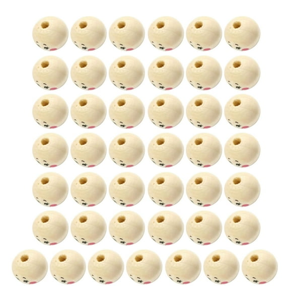 CIYISON 50Pcs Smiles Wooden Beads Natural Wooden Beads Smiles Face Beads for Crafting