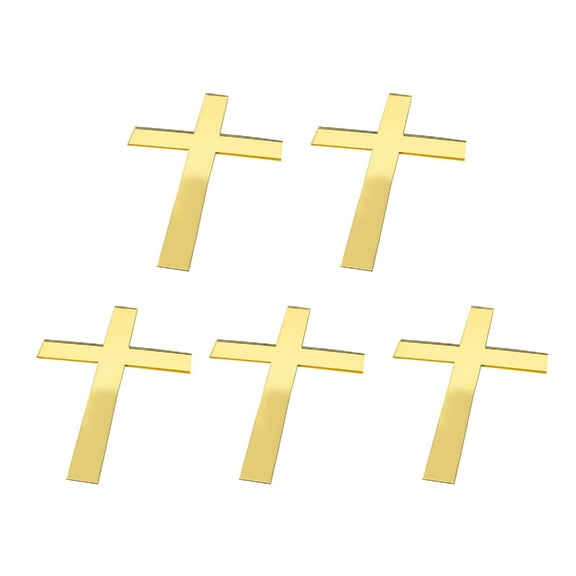 CIYISON 5pcs Cross Acrylic Cake Toppers Christian Decoration Household Supplies for Festival Holiday Birthday Cupcake Dessert