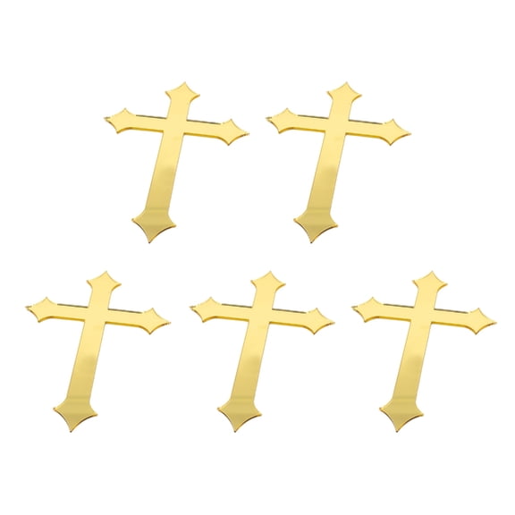 CIYISON 5pcs Cross Acrylic Cake Toppers Christian Decoration Household Supplies for Festival Holiday Birthday Cupcake Dessert