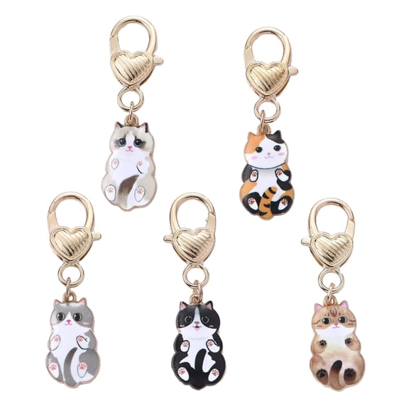 CIYISON 5pcs Enamel Colorful Cat Pendant Knitting Stitches Markers Crochet Latches DIY Craft Marker Sewing Accessories for Beignners