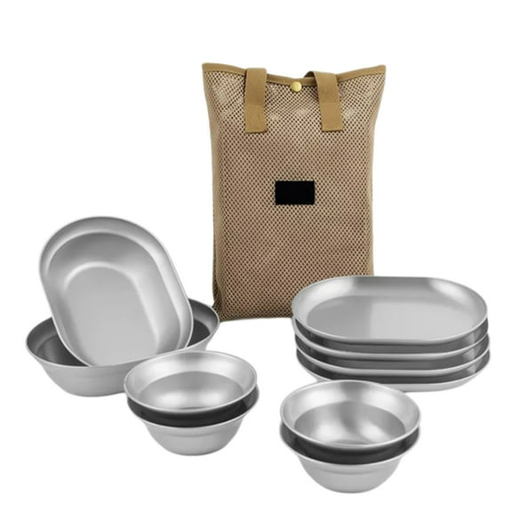 CIYISON 6/8/10PCS Camping Plates Metal Servings Dishes 304 Stainlesss Steel Tablewares Outdoor Kitchenwares Reliable Plates