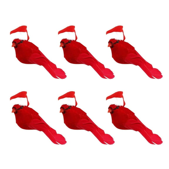 CIYISON 6 Pcs Artificial Red Cardinal Realistic Birds Christmas Tree Ornaments Holiday Decorations