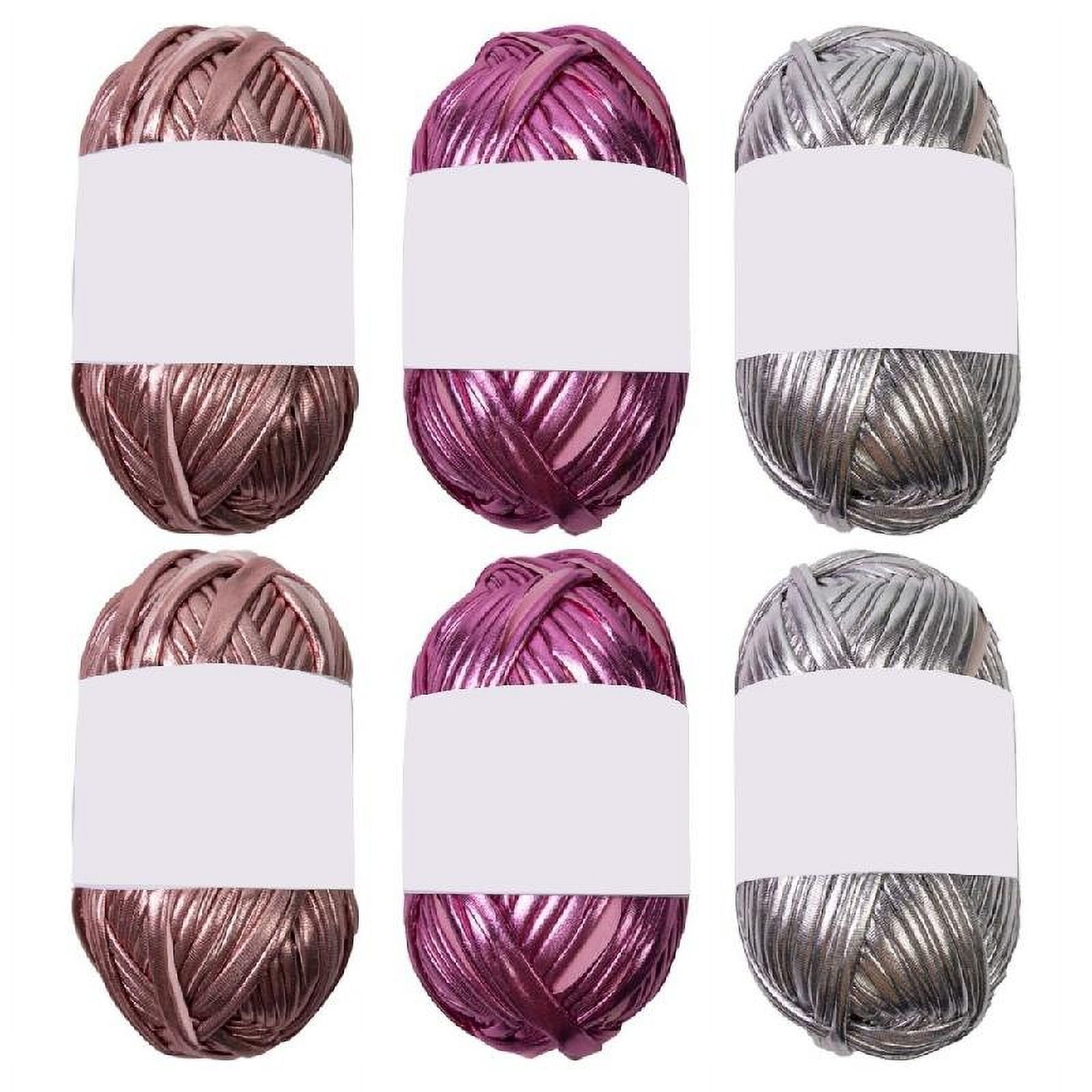 CIYISON 6 Pcs Knitting Yarn Polyester Yarn Metallic T-Shirt Yarn for Crocheting Knitting