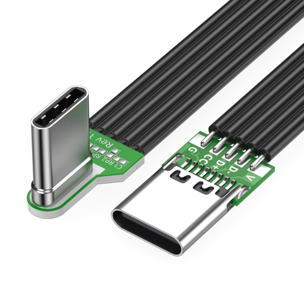 CIYISON 60W 90 Degree USB C Male to Female to Male Flat Ribbon Cable ...
