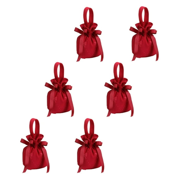 CIYISON 6PCS Wedding Candy Bags with Lovely Ribbon Bow Drawstring Bags Small Gift Pouch