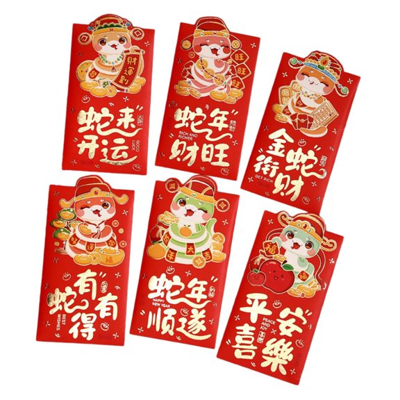 CIYISON 6Pcs Gold Foil Money Packets Handmade Redness Envelopes for 2025 Spring Festival