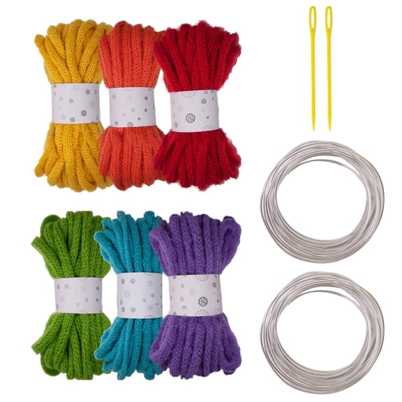 CIYISON 6Rolls Hollow Braided Cord 7mm 5Meters Polyester Rope String Assorted Color for Art Craft Knitting and Home Decoration