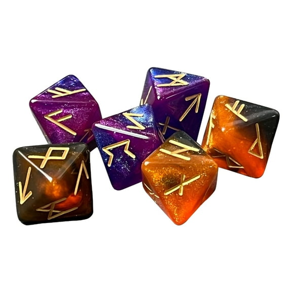 CIYISON 6pcs 8 Sided Divination Prediction Game Dices Exquisites Polyhedral Runes Dices