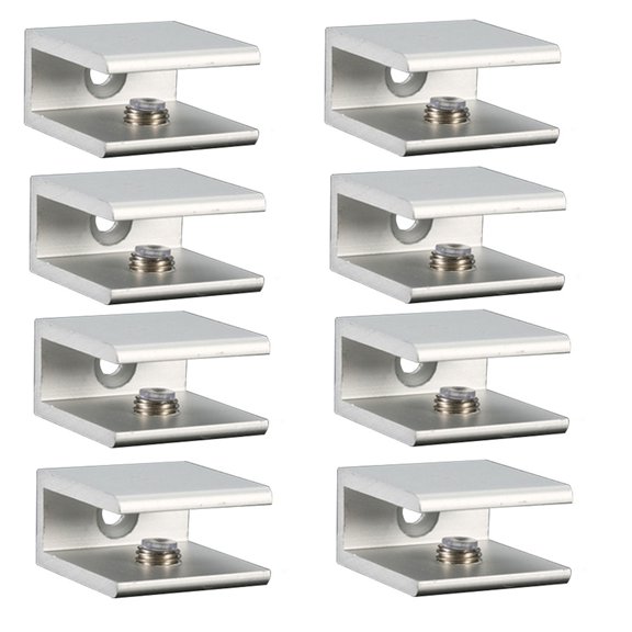 CIYISON 8Pcs Black Glass Shelf Bracket Aluminum Alloys Square Glass Clamp Clip Holder