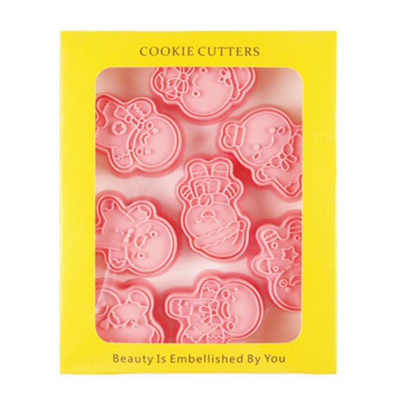 CIYISON 8Pcs Christmas Man Biscuits Mold Plastic Cookie Stamps Baking Decorating Tool