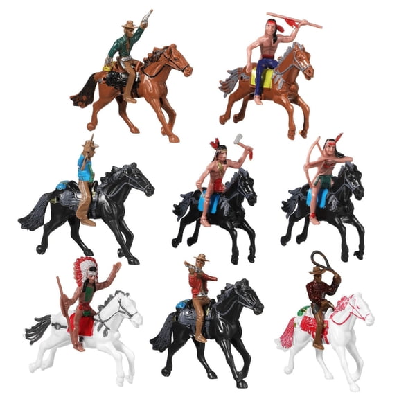 CIYISON 8Pieces Cowboy Horse and Indian Miniature Models for Historical Scene