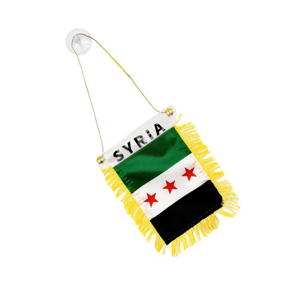 CIYISON 8x12cm Syria Mini Hanging Flag Car Decors Double Sided Tassels Syrian Banners