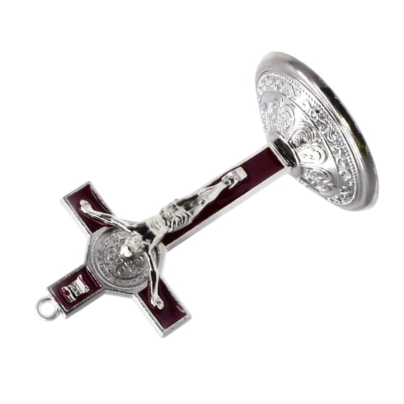 CIYISON 9cm Crosses Statue Christian Religious Table Ornament Metal Crucifix with Base