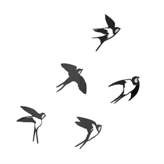 CIYISON Acrylic Mirror Wall Sticker Removable Bird Wall Decal for Home Bathroom Living Room Bedroom TV Background Decors